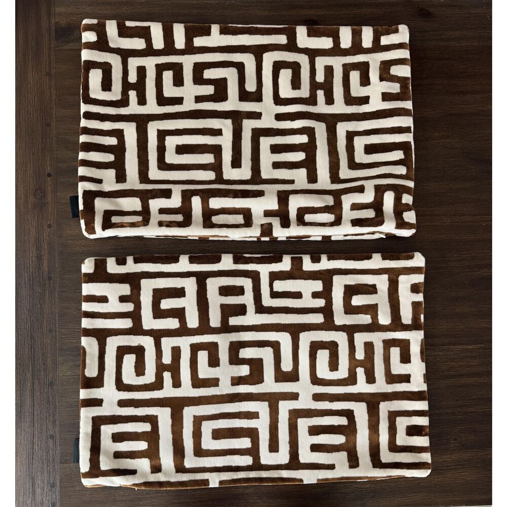 Caldeira Designer Lumbar Pillow Covers Set Of 2 Brown Plush Textured 16x24